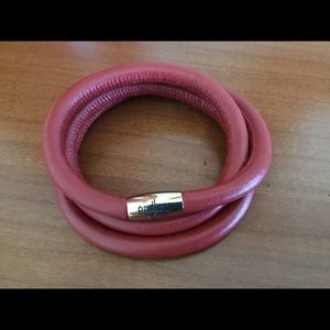 Endless Red Leather Triple Wrap  Bracelet 7.5 inch